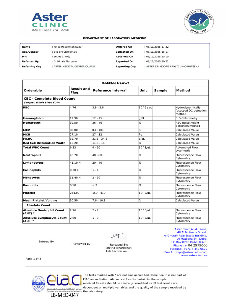 lab_report_26787727_20251108092409 | PDF | Body Fluids | Biology