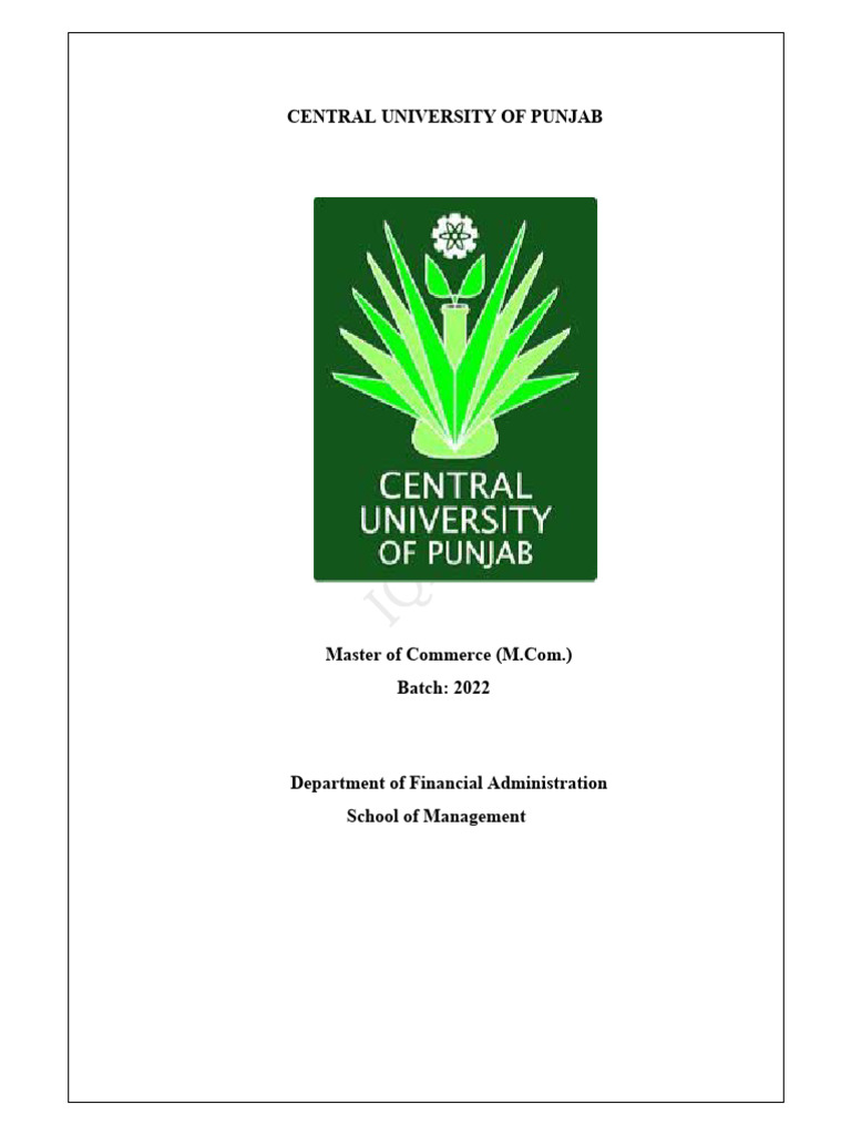 M.Com Program Structure at Central University | PDF | Insurance ...