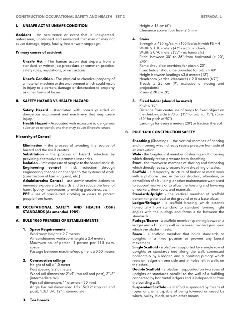 COSH Set 2 | PDF | Scaffolding | Stairs