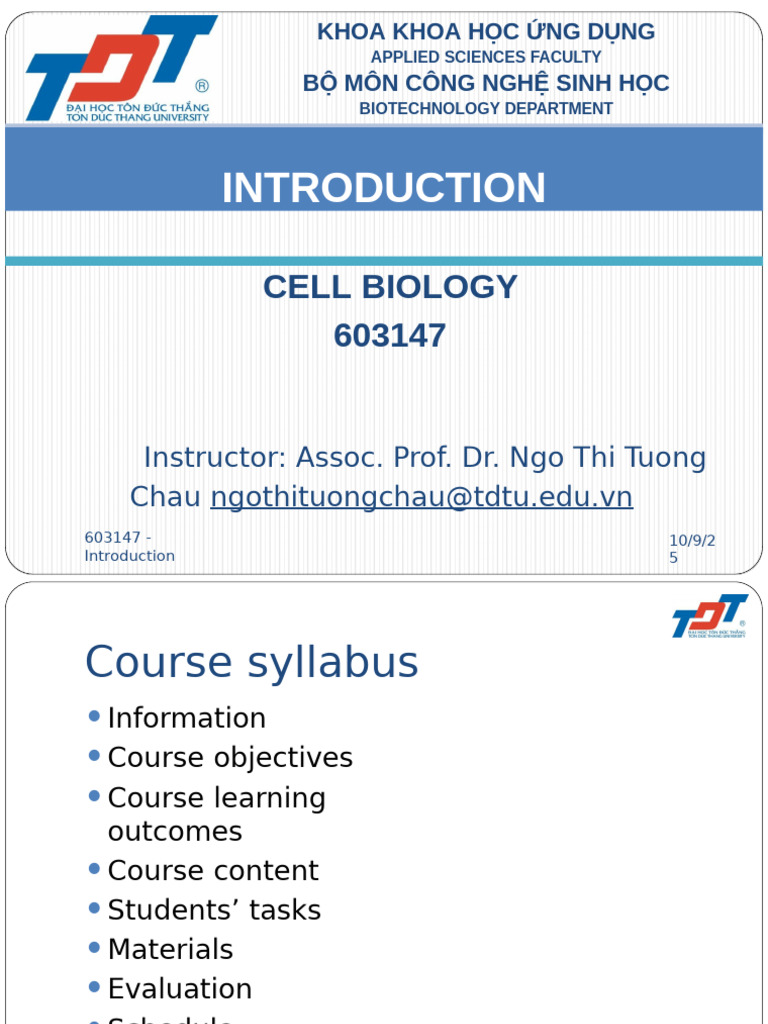 CB Introduction 92025 | PDF | Biology | Cell Biology