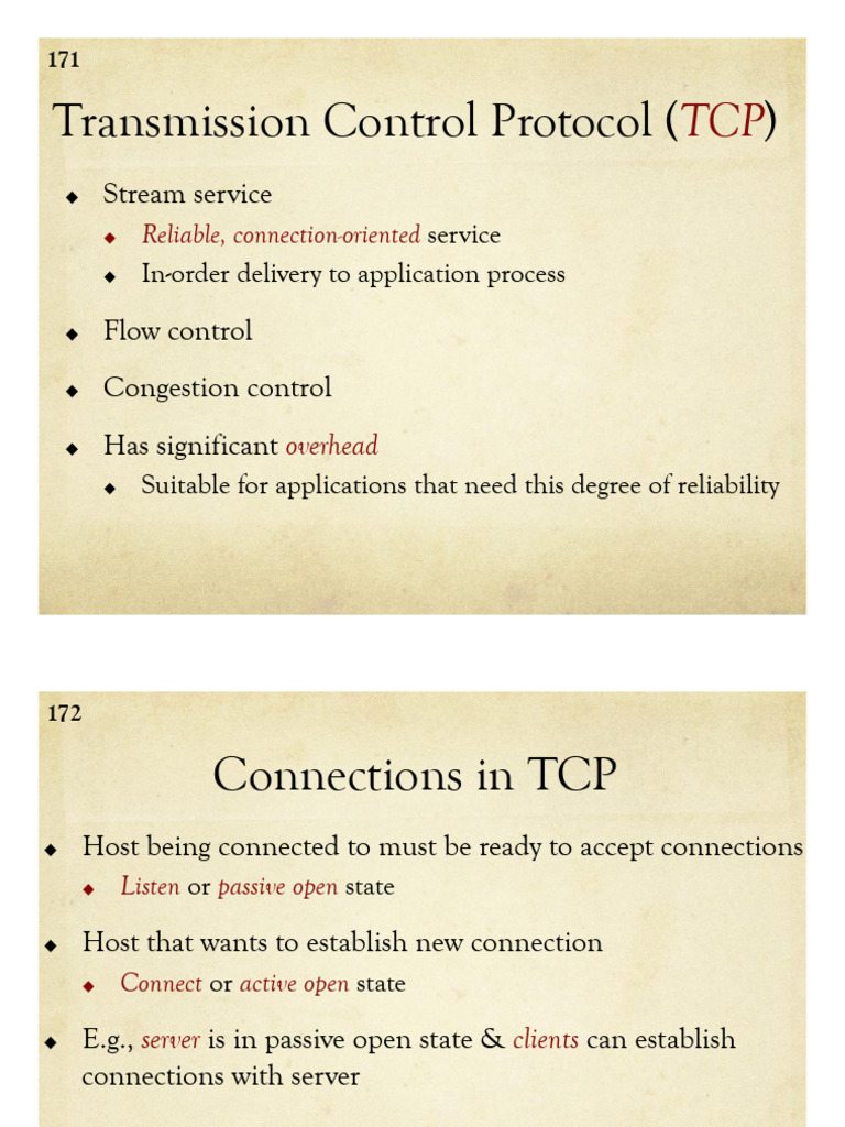 Understanding TCP: Connection Control & Flow | PDF | Transmission ...