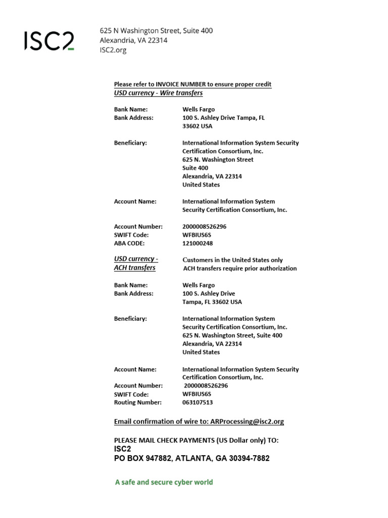 NEW USD Wire Instructions - Wells Fargo | PDF