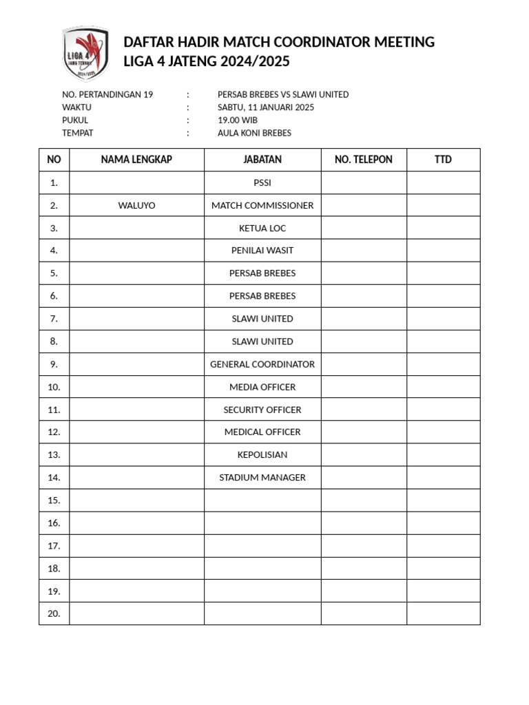 Daftar Hadir MCM | PDF