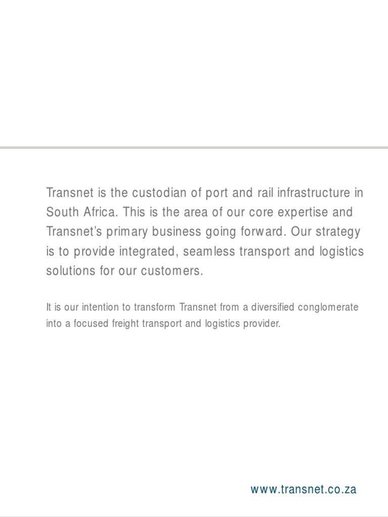 Transnet's Strategic Vision and Mission | PDF | Corporate Governance ...