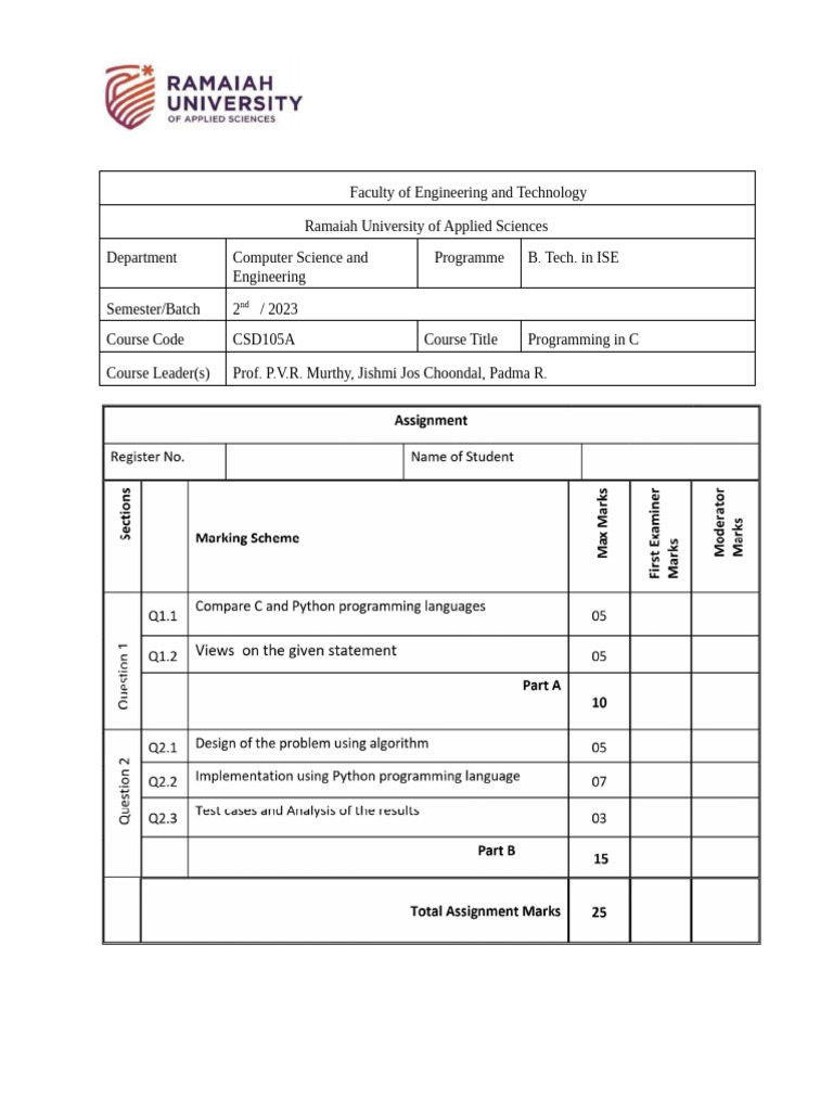 C Programming Assignment on Data Types | PDF | Python (Programming ...