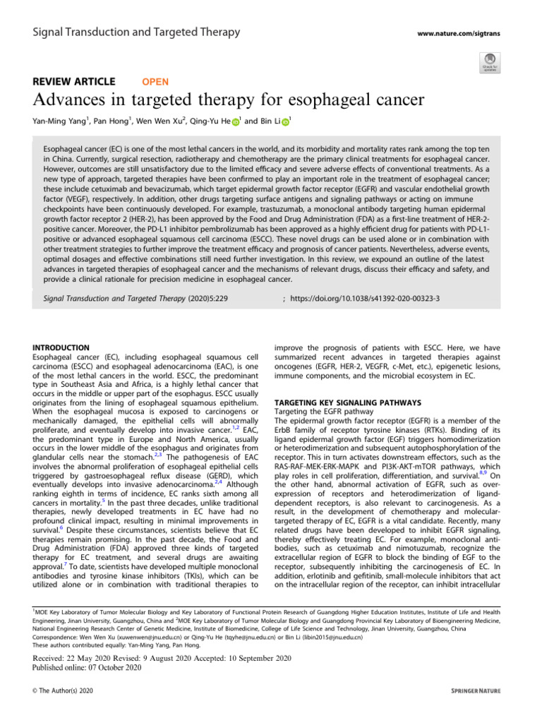 Advances in Esophageal Cancer Therapy | PDF | Epidermal Growth Factor ...