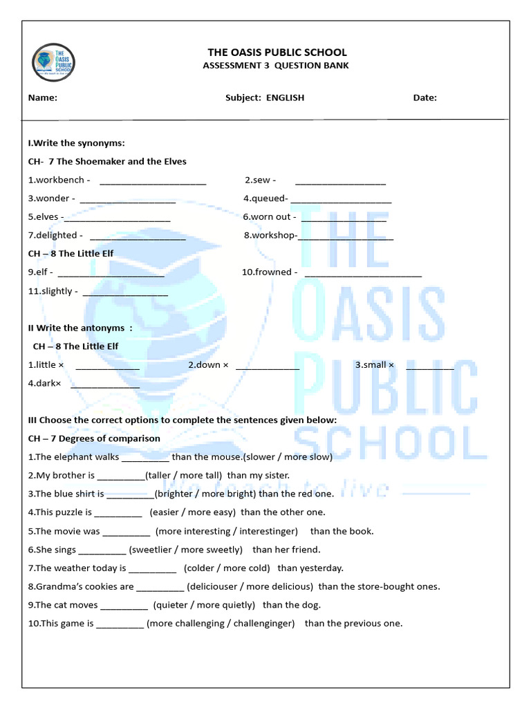 English Synonyms and Antonyms Worksheet | PDF