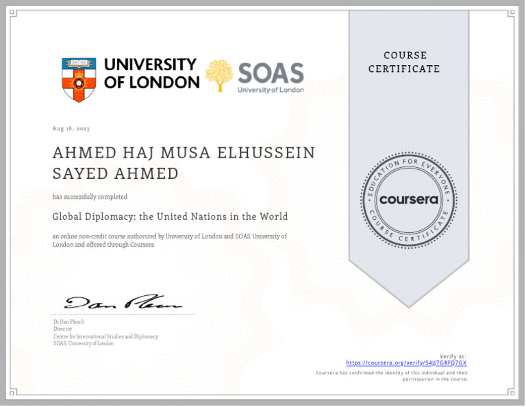 Course Completion: Global Diplomacy Certificate | PDF