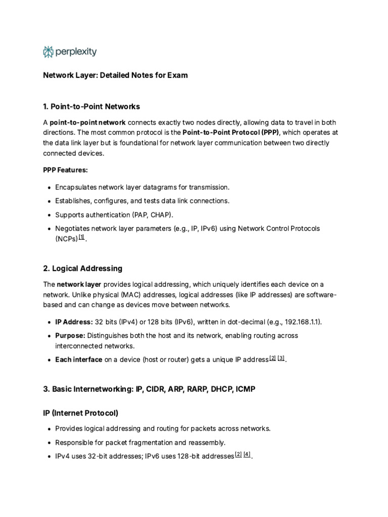 Network Layer Exam Notes: Key Concepts | PDF | Internet Protocols | Ip ...