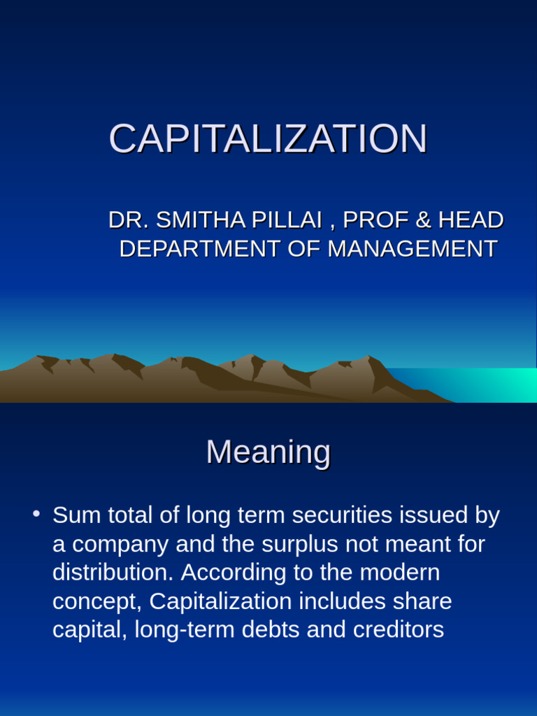 Understanding Capitalization in Business | PDF | Dividend | Taxes