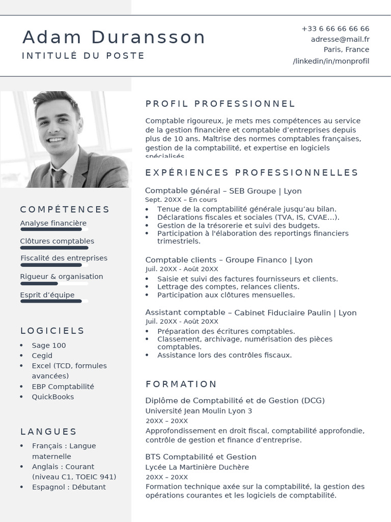 CV Comptable Expérimenté et Polyvalent | PDF | Microsoft Word ...