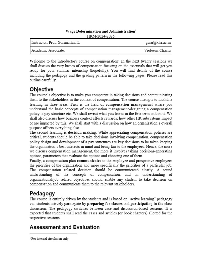 Compensation Management Course Overview | PDF | Learning | Quiz