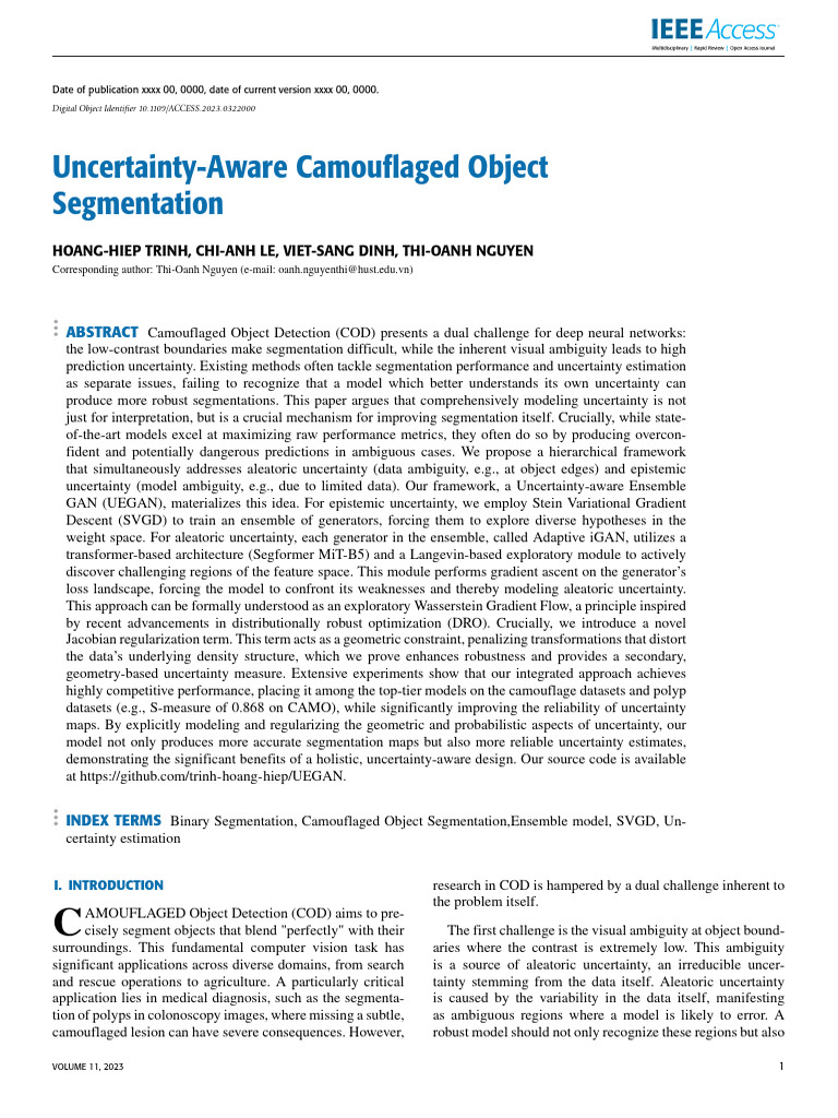Uncertainty Aware Camouflaged Object Segmentation Copy13thang2 | PDF ...
