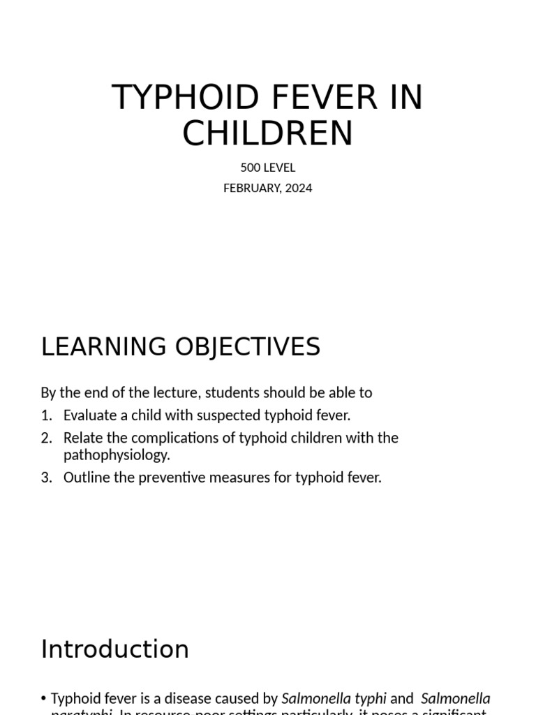 Typhoid Fever in Children: Overview & Insights | PDF | Salmonella ...