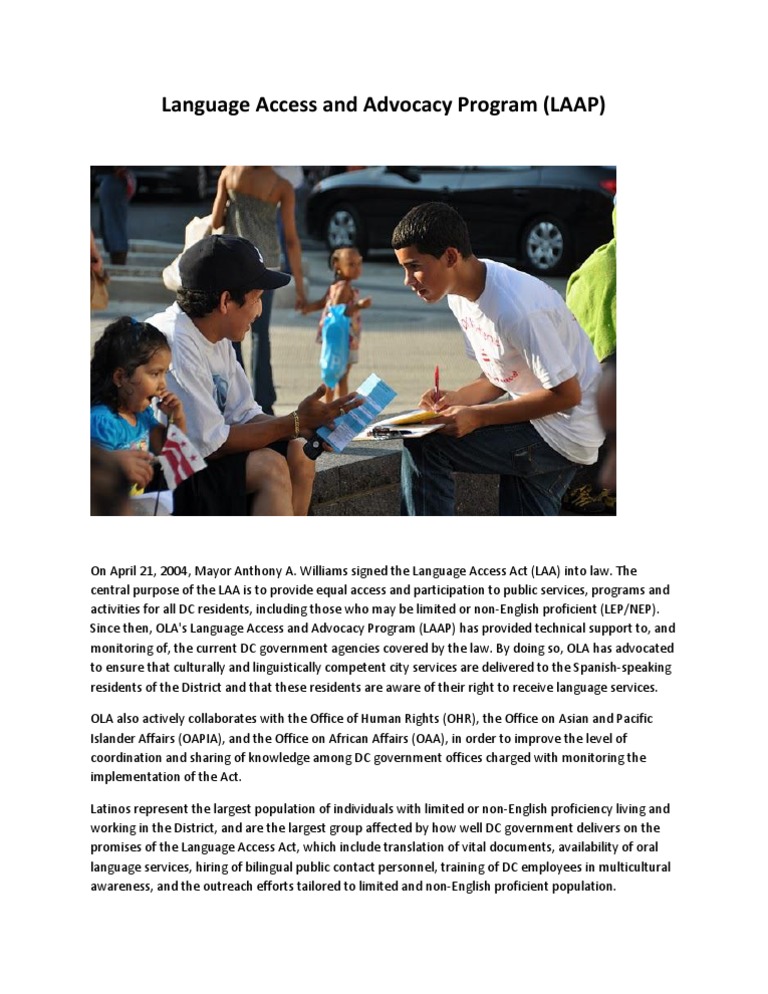 Language Access and Advocacy Program | PDF | Social Science | Language ...