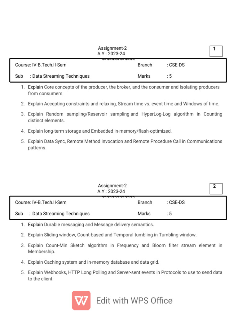 Data Streaming Techniques Assignment 2023 | PDF