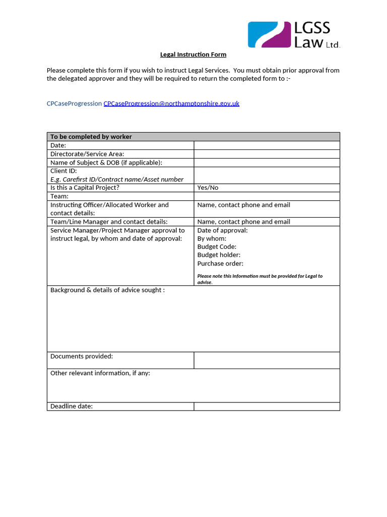 Legal Instruction Form | PDF