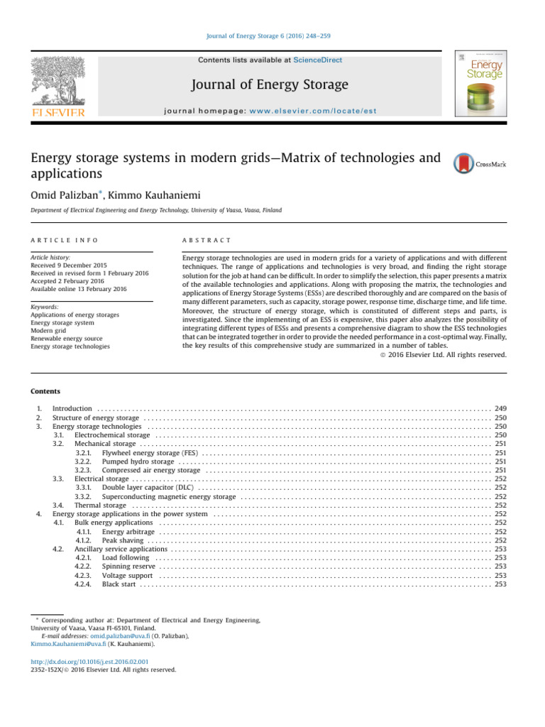 Energy Storage Systems Matrix Overview | PDF | Energy Storage | Capacitor