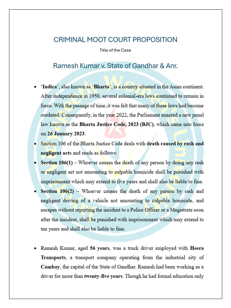 Ramesh Kumar v. State: Moot Court Case Analysis | PDF | Justice | Crime ...