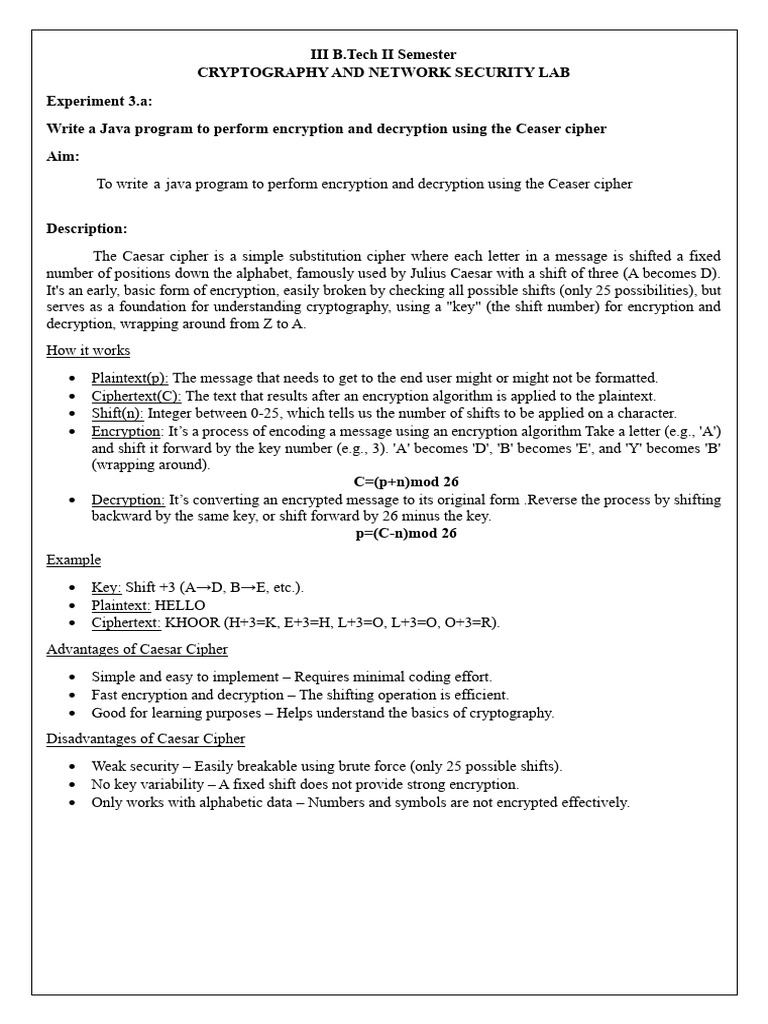 Java Caesar Cipher Encryption Guide | PDF | Encryption | Cryptography