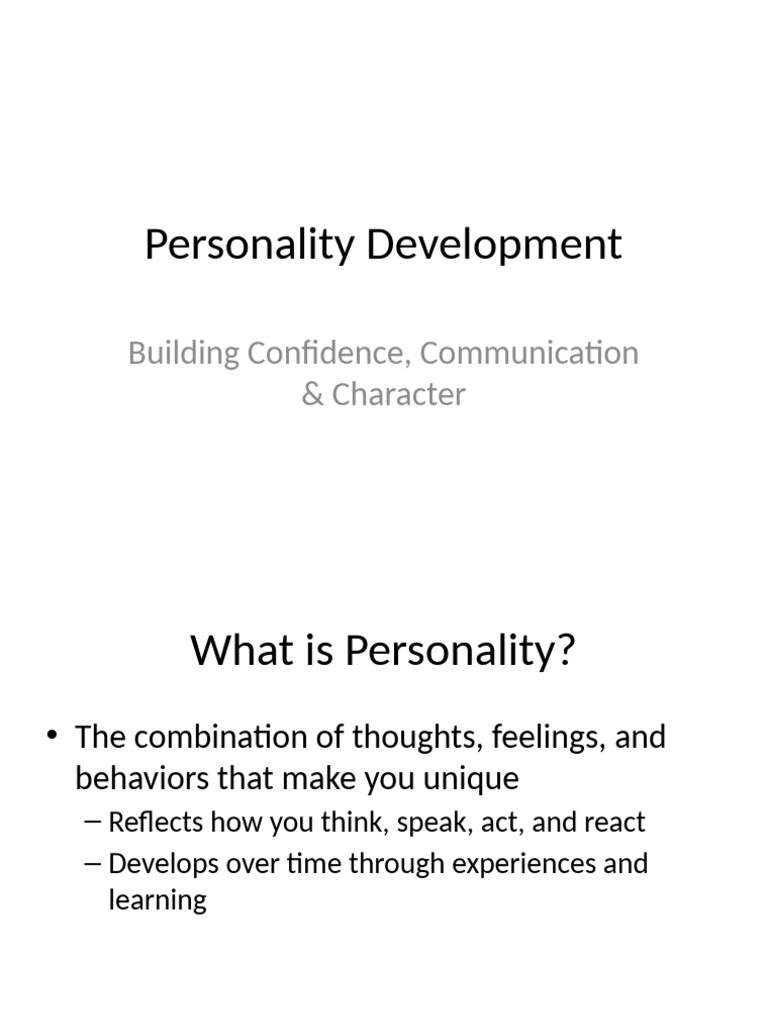 Personality Development: Boost Confidence & Skills | PDF