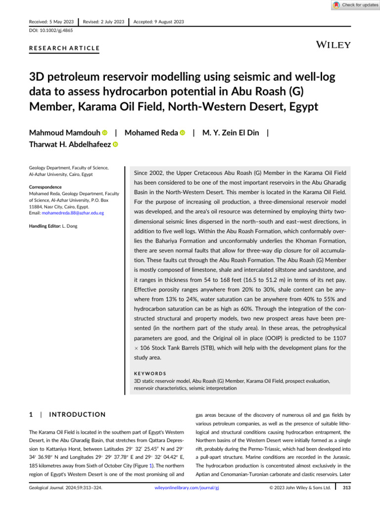 3D Reservoir Modeling in Abu Roash | PDF | Petroleum Reservoir | Geology