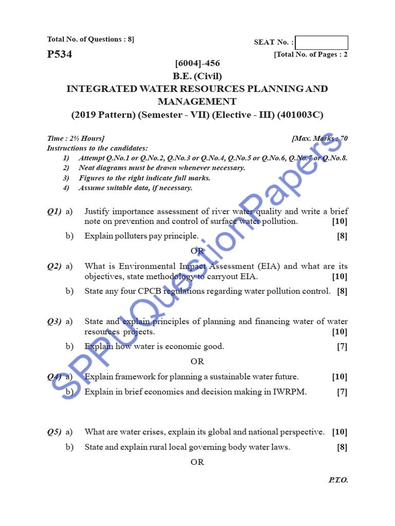 Be Civil Engineering Semester 7 2023 May Integrated Water Resources ...