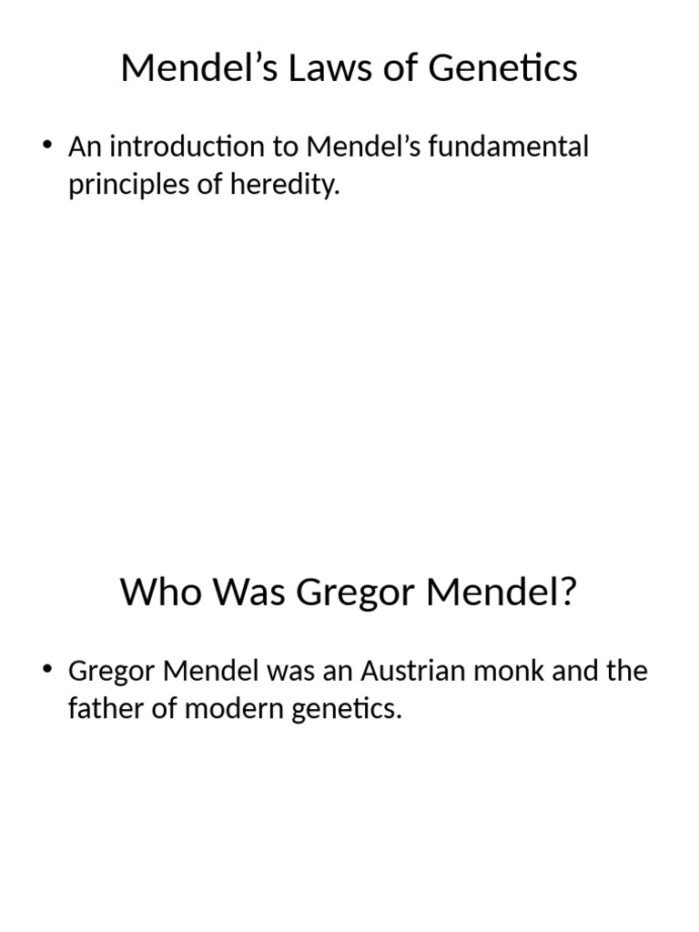 Mendels Laws of Genetics Presentation | PDF