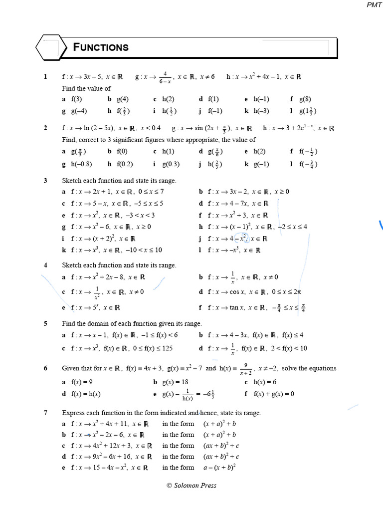 01a. Domain, Range and Values of Functions | PDF | Mathematical Analysis