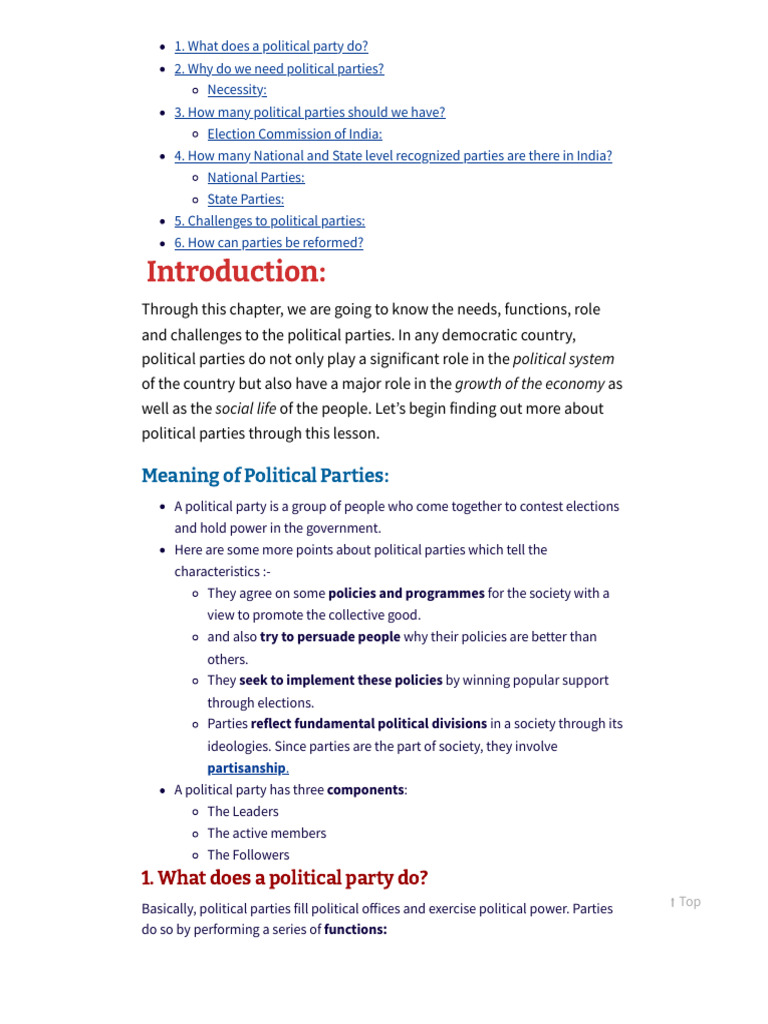 Understanding Political Parties' Roles | PDF | Political Parties ...