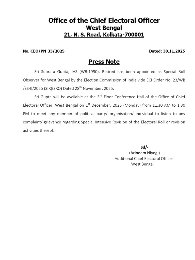 Press Note_CEO Office _PN 33 | PDF