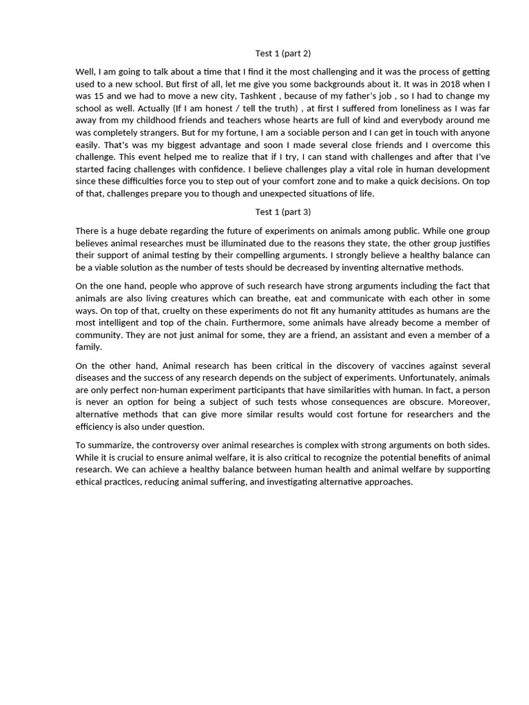 Test 1 | PDF | Animal Testing | Animal Welfare