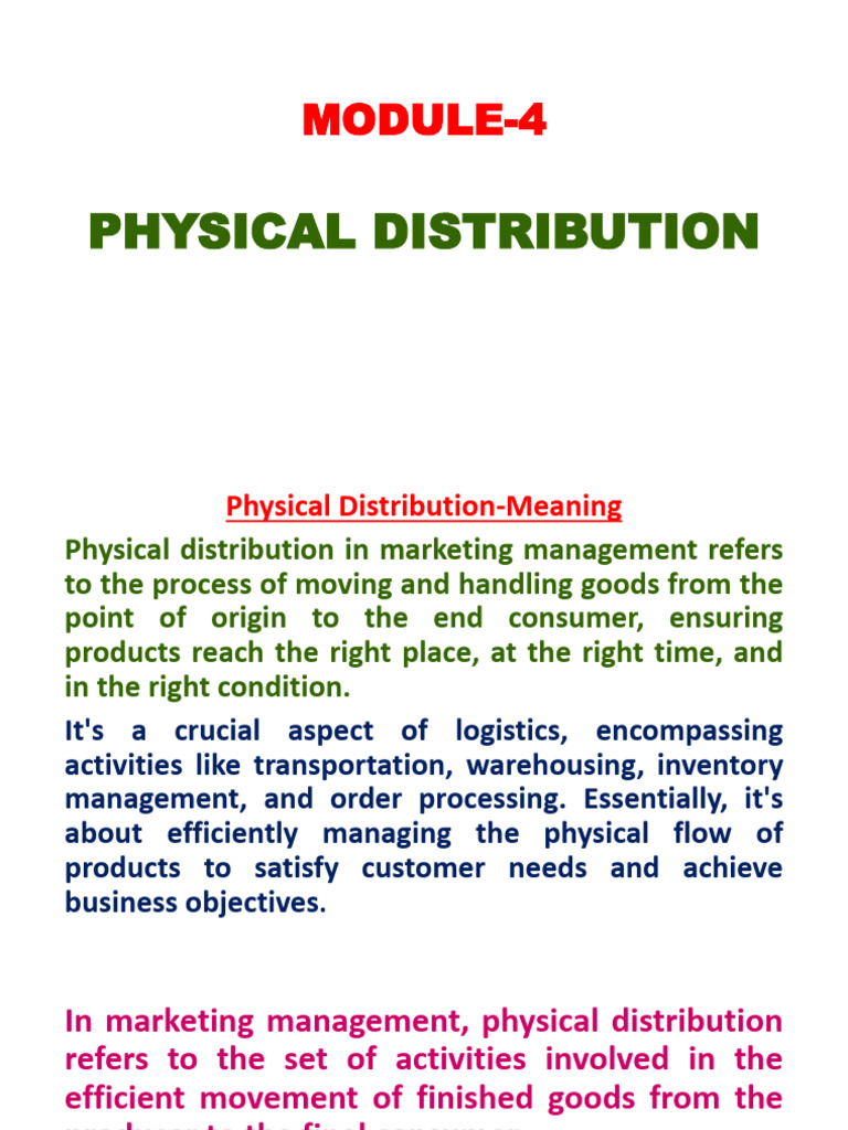 Understanding Physical Distribution in Marketing | PDF | Multi Level ...