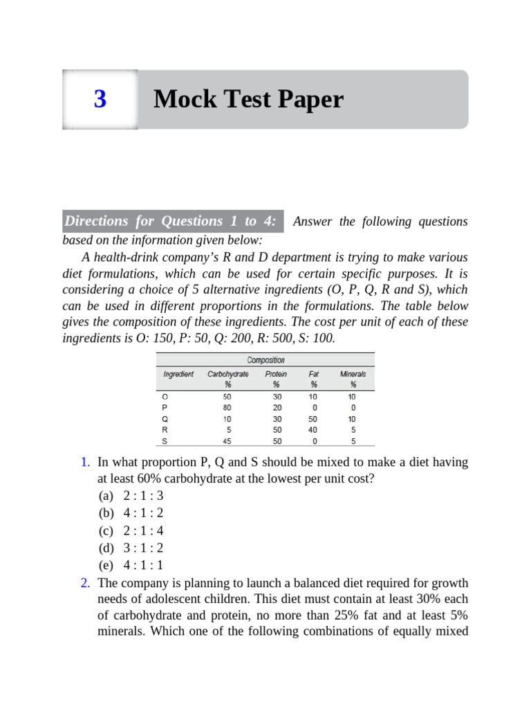 DI Practice Set 3 | PDF | Diet (Nutrition) | Diet & Nutrition