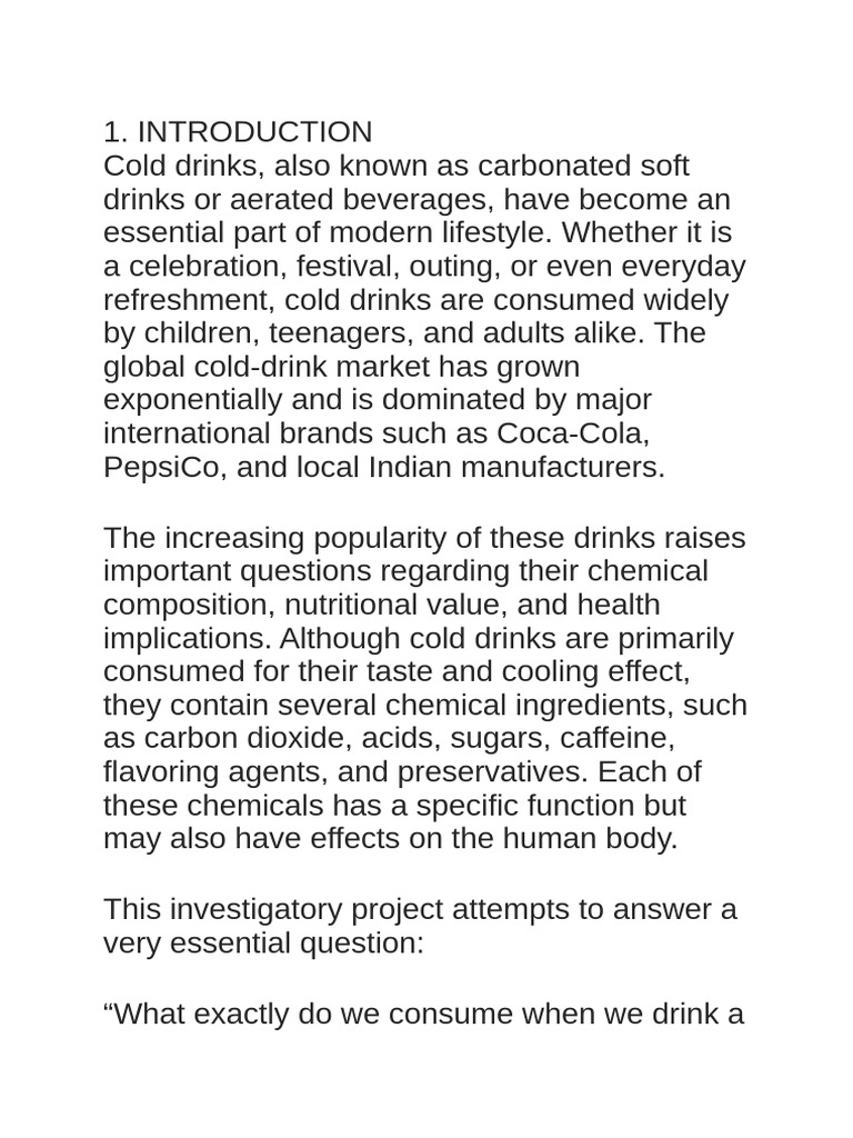 Cold Drink Chemical Composition Analysis | PDF | Soft Drink | Drink
