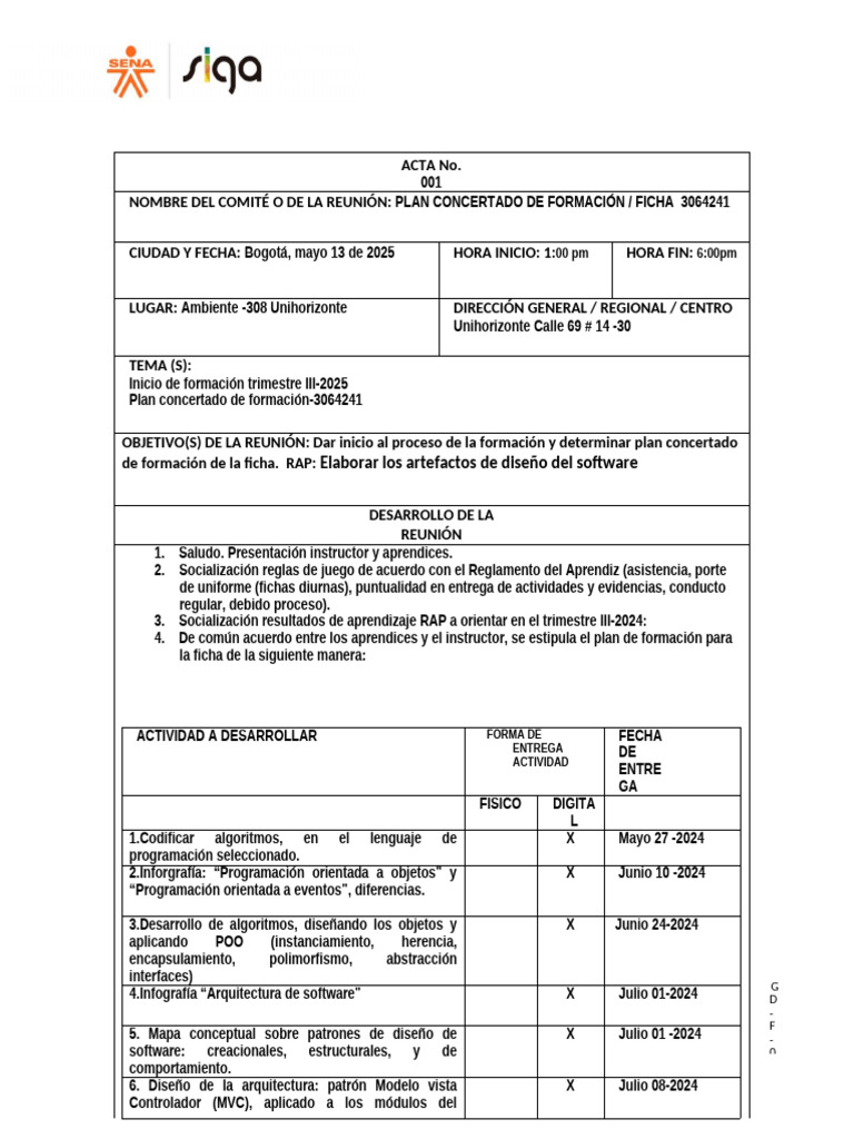 ACTA PLAN CONCERTADO FORMACION - FICHA-3064241 Elaborar Los Artefactos ...