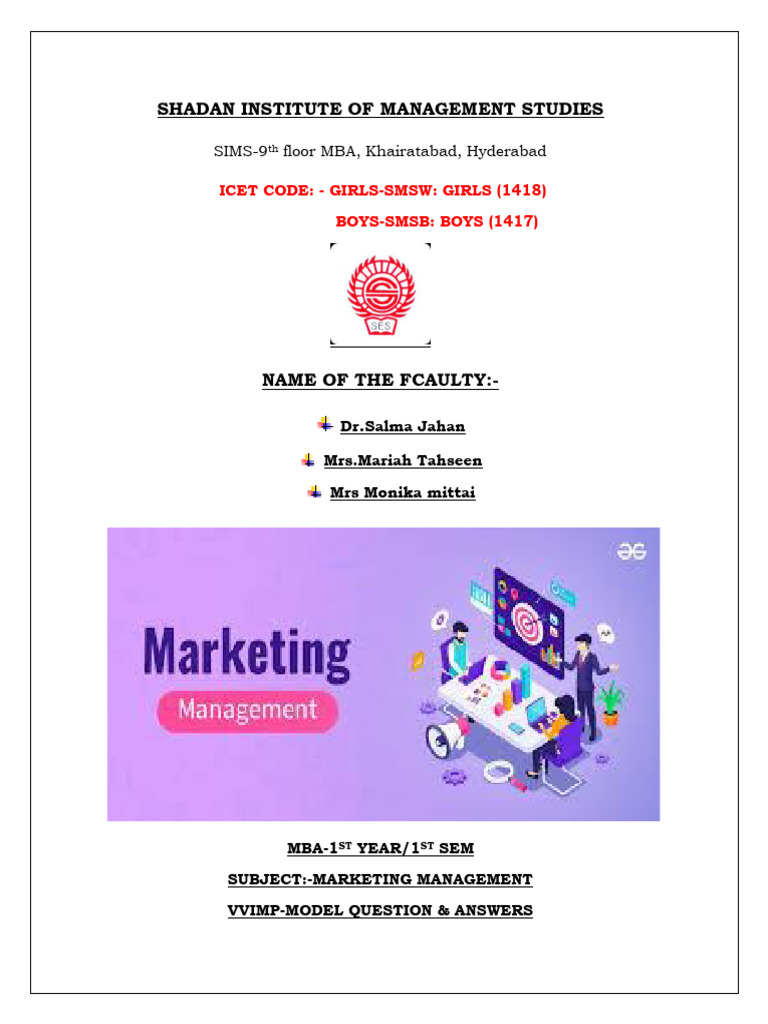 MBA Marketing Management Model Questions | PDF | Multi Level Marketing ...