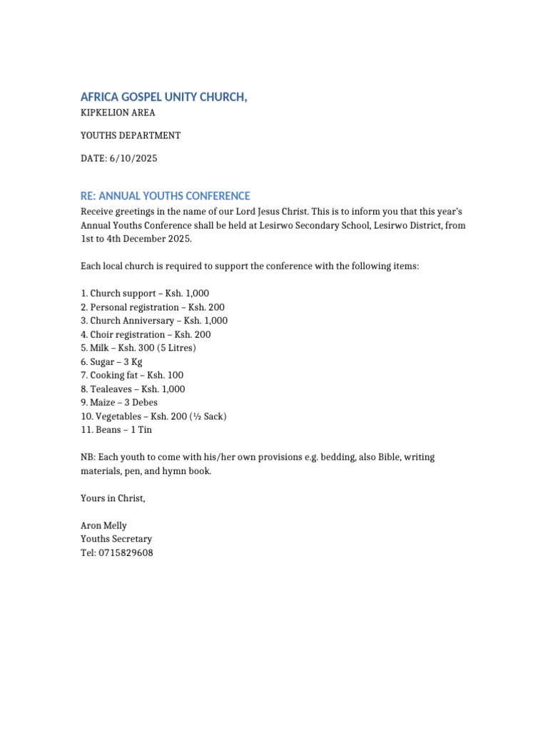 Annual Youths Conference AGUC | PDF