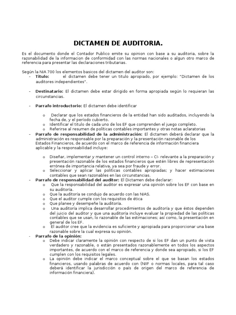 Modelo de Dictamen de Auditoría | PDF | Auditoría financiera | Contralor