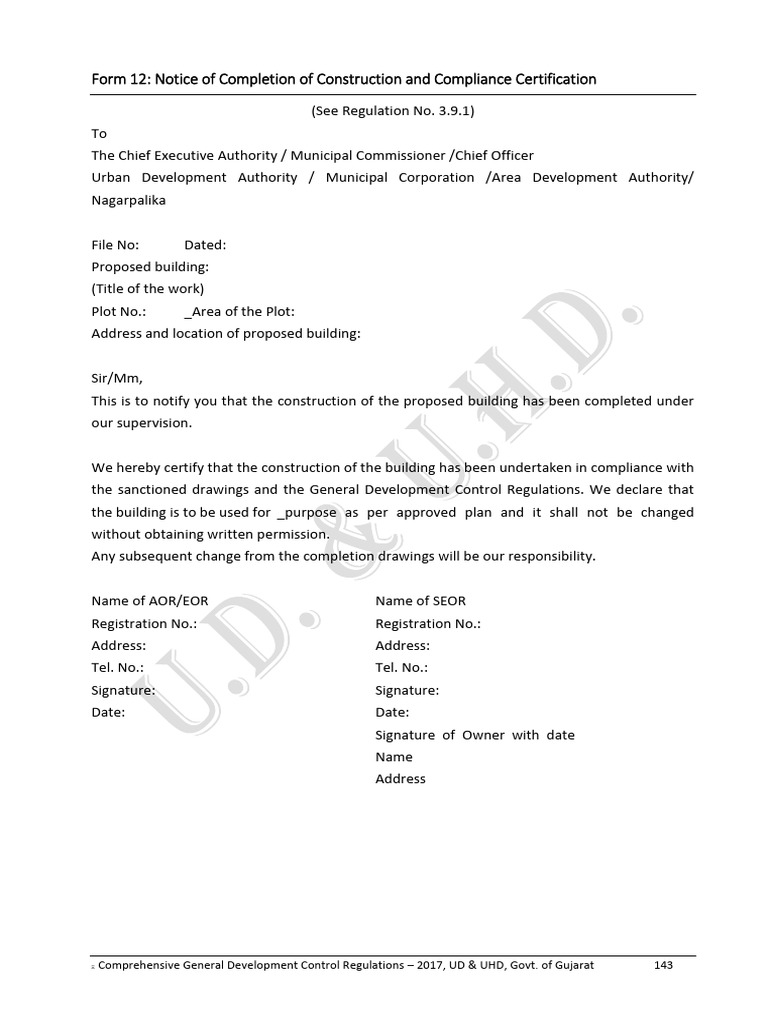 Completion Notice for Building Compliance | PDF