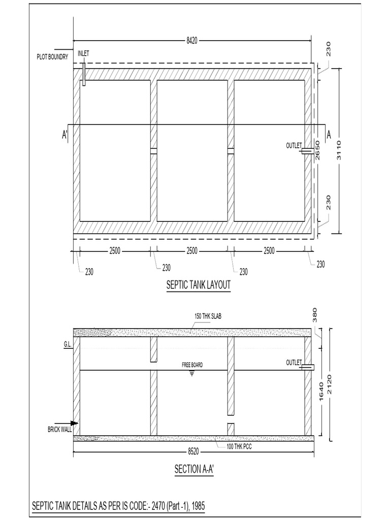 Septic Tank Layout and Details Guide | PDF