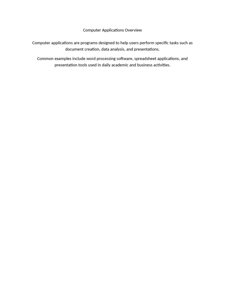 Overview of Computer Applications | PDF
