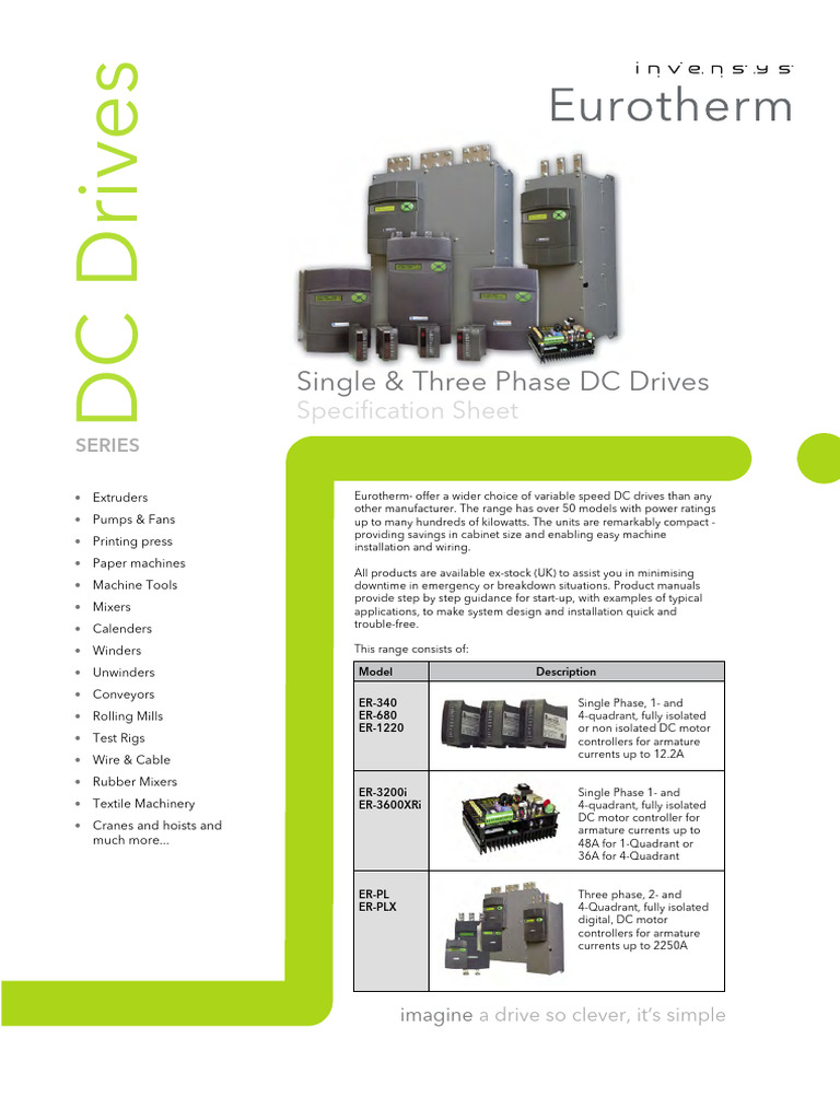 Eurotherm DC Drives Specification Guide | PDF | Electric Motor | Relay