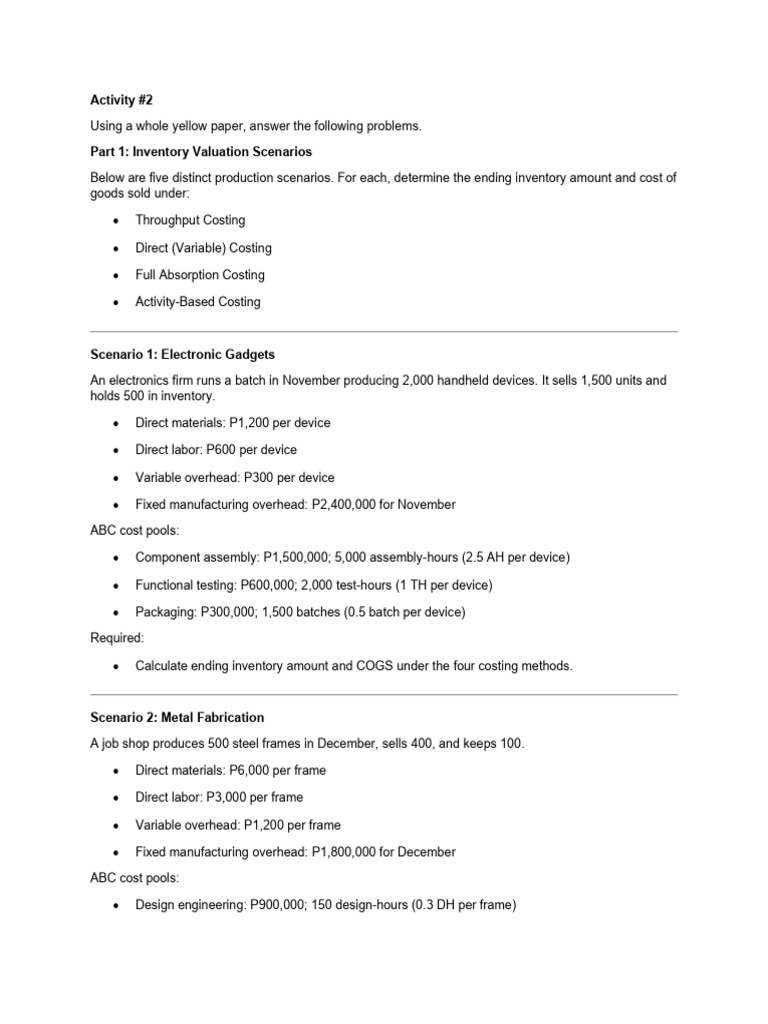 Costing Methods for Inventory Valuation | PDF