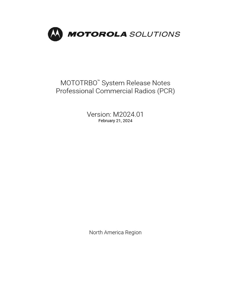 MOTOTRBO System Release Notes M2024.01 | PDF | License | Computing