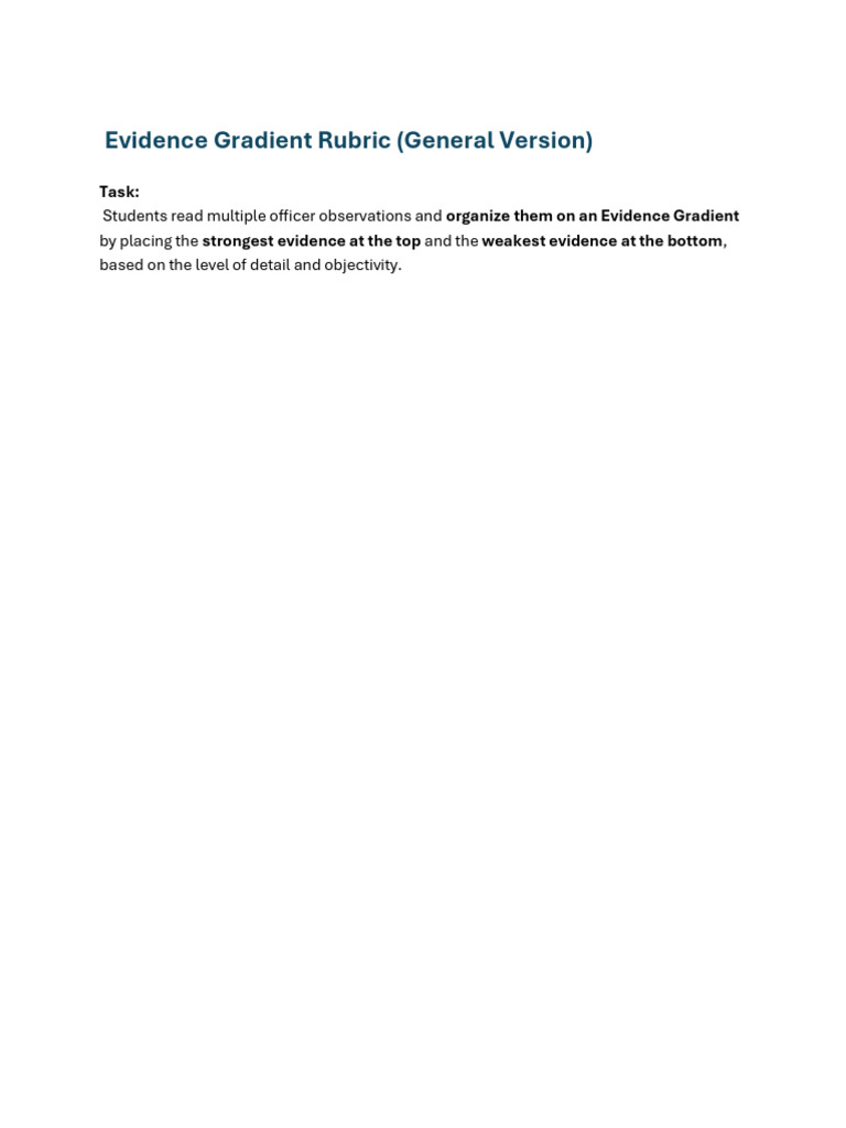 Evidence Gradient Rubric for Students | PDF | Evidence | Cognitive Science