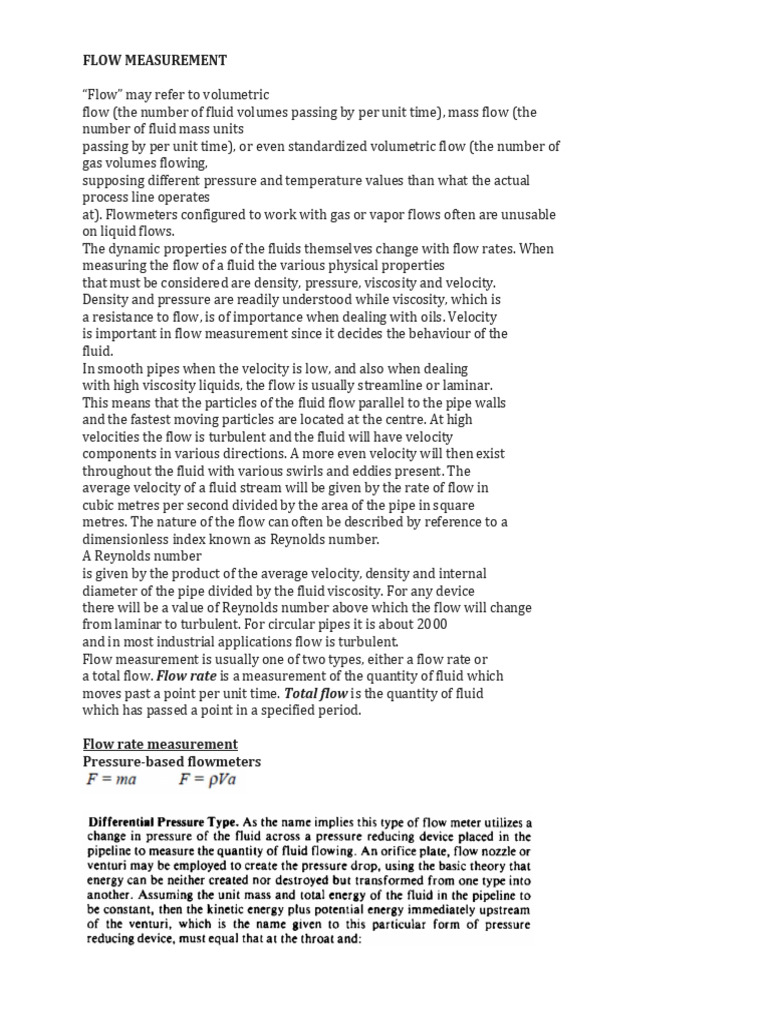 Flow Measurement | PDF | Flow Measurement | Fluid Dynamics