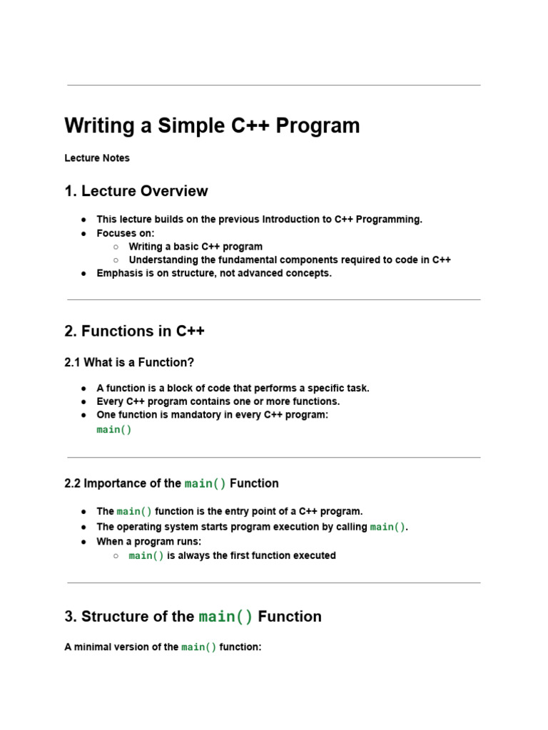 Basic C++ Program Structure Explained | PDF | Parameter (Computer ...