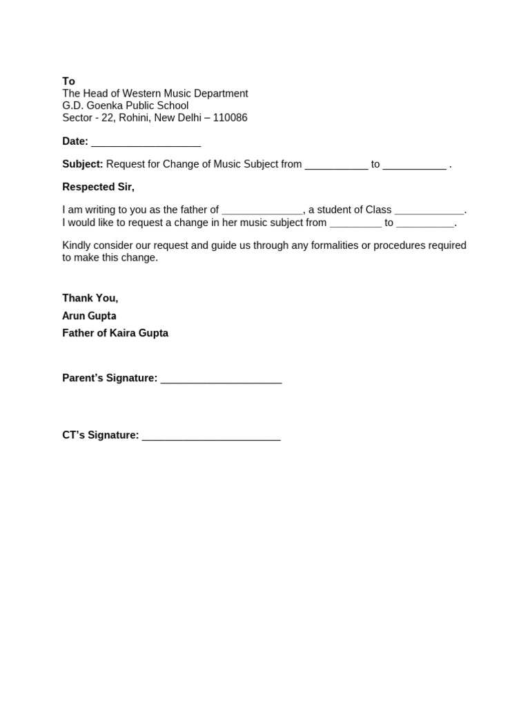 Instrument Change Form | PDF