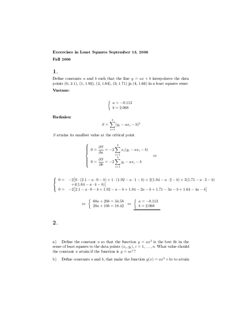 Least Squares Method Exercises | PDF | Activation Energy | Reaction Rate